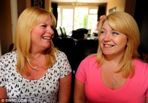 Best friends for 16 years, two women discover that they are half-sisters after Alison, right, tracked down her birth mother.  
